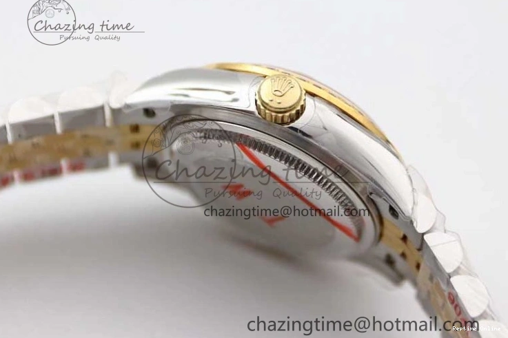 1219 Bright Lady DateJust 28 SS YG TWF Diamonds Bezel 1:1 Best Edition Green Dial Roman Markers on Jubilee Bracelet NH 2135